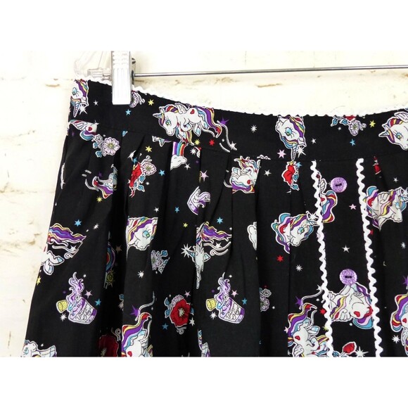 Hell Bunny Skirt Women XL Black Unicorn Rainbow 60s Mod Retro Kidcore Kawaii NWT - Picture 4 of 15